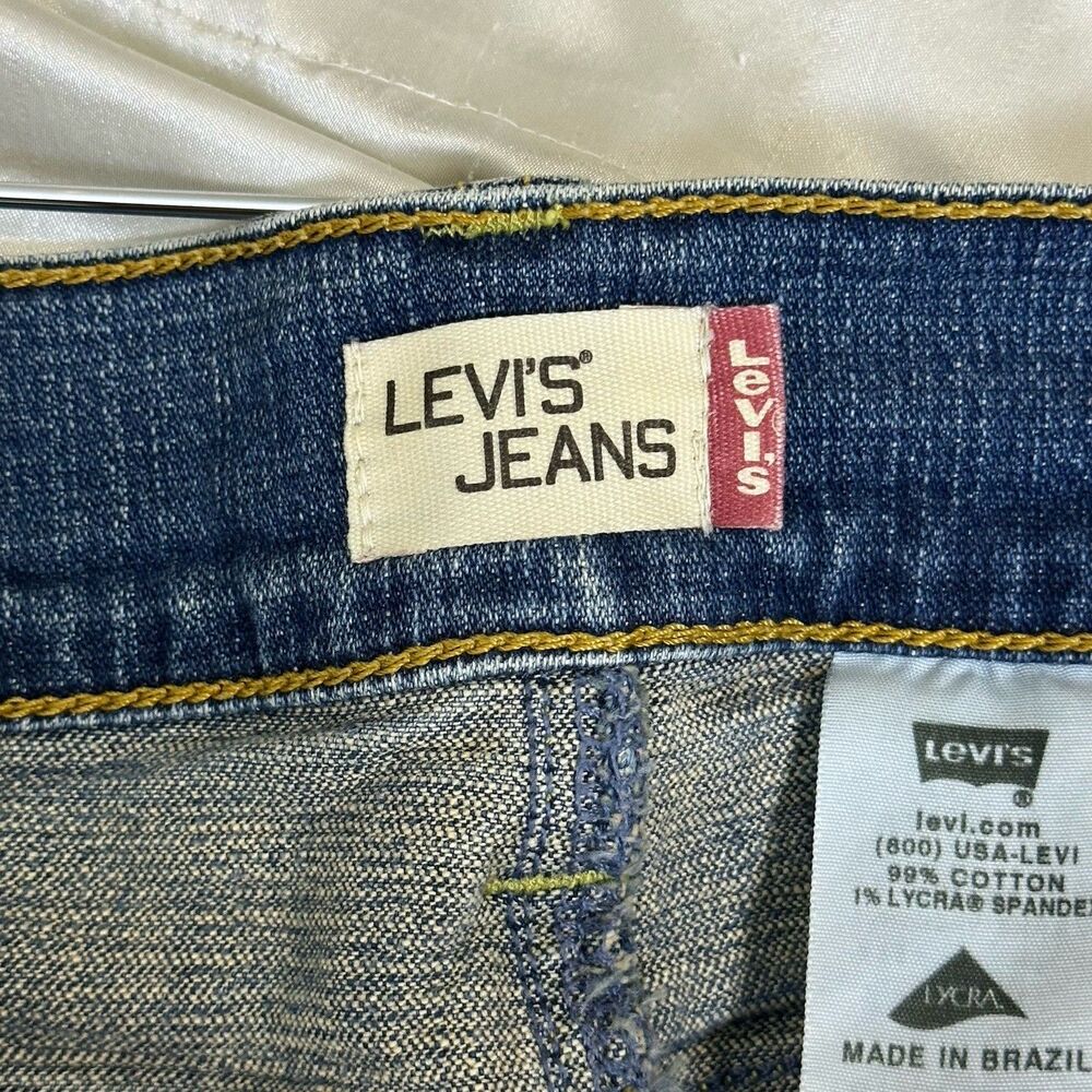 VTG Y2K Levi's Denim Jean Skirt Distressed Hem Knee Length Sz 4 Coastal Cowgirl. - Picture 9 of 9